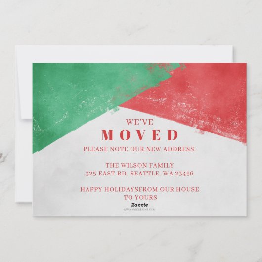 Script モダン New Home for Holidays写真の移動 シーズンカード (裏面)