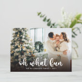 Script モダン Oh Whatおもしろいフォトクリスマスカード (スタンド正面)