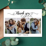 Script モダン Photo Collageの結婚サンキューカード サンキューカード<br><div class="desc">エレガントシック書モダン道スクリプト3フォトコラージュの結婚サンキューカード。手スタイリッシュ結婚感謝していレタリングタイポグラフィのスクリプトの尻尾フォントで文字「ありがとう」と前面に写真3枚を配お洒落置したs youテンプレート。背面にある両面カード(1)写真。簡単にあなたの名前とメッセージ感謝していをパーソナライズする。ノートもしを手書きしたい場合は、サンプル文字を削除して宇宙を増やす。おもしし救済まは合わせ品連絡が欲しい！</div>