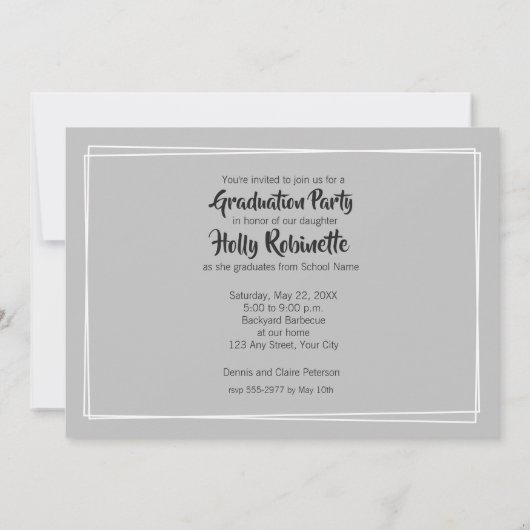 Script モダン Photo Graduation Party招待状 招待状 (裏面)
