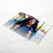 Script モダン Photo Graduation Party – ホワイト 箔招待状 (回転した状態)