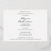 Script モダン Photo Graduation Party – ホワイト 箔招待状 (裏面)