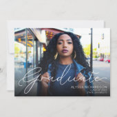 Script モダン Photo Graduation Party 招待状 (正面)