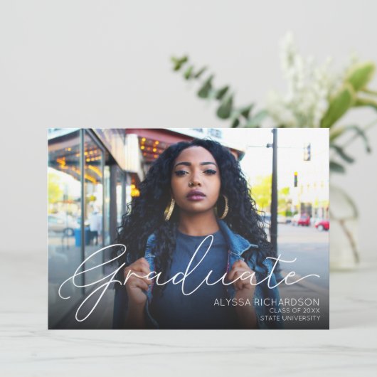 Script モダン Photo Graduation Party 招待状 (スタンド正面)