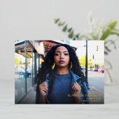 Script モダン Photo Graduation Party 箔招待状 (立ち正面)