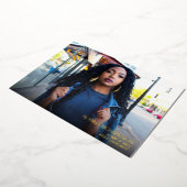 Script モダン Photo Graduation Party 箔招待状 (回転した状態)