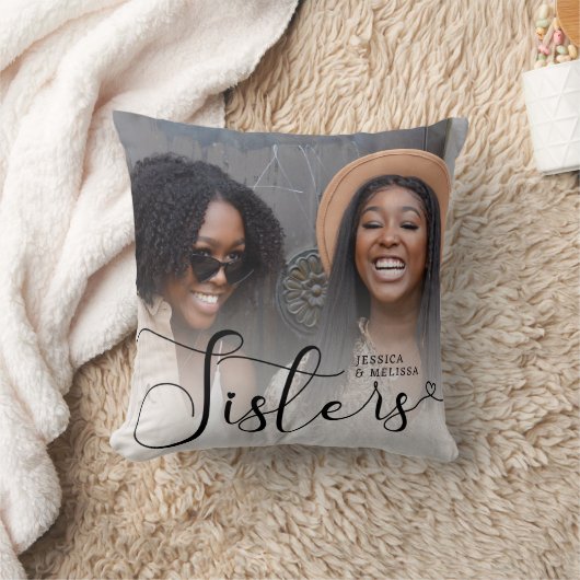 Script モダン Photo Sistersギフト クッション (ブランケット)
