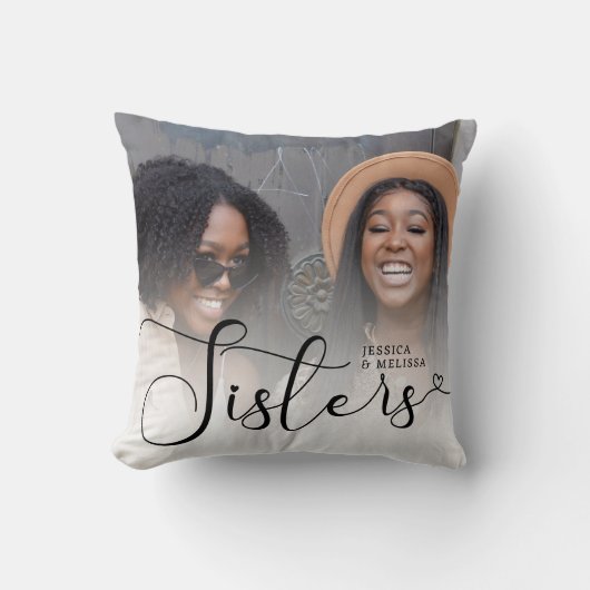 Script モダン Photo Sistersギフト クッション (正面)