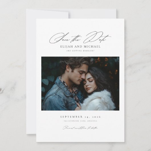 Script モダン Photo Wedding Save the Date招待状 招待状 (正面)