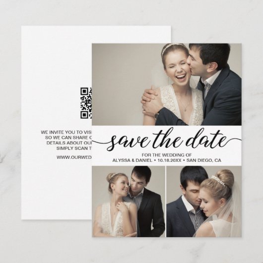 Script モダン Photos数々の Digital結婚's 招待状 (正面/裏面)