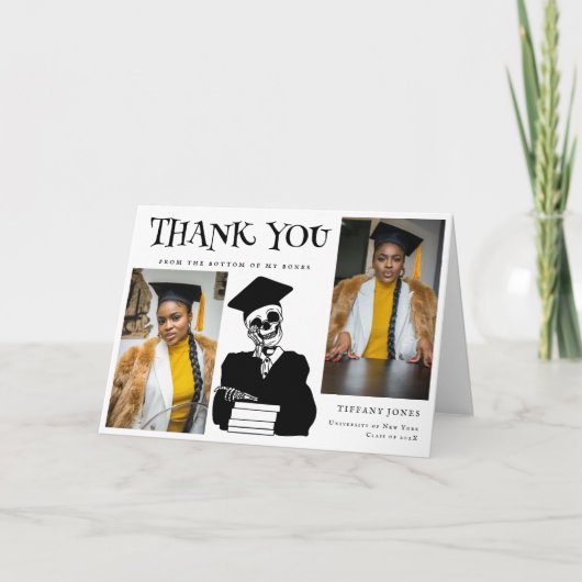 Script モダン Photos Skeleton Graduation Thank You サンキューカード (正面)