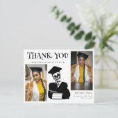 Script モダン Photos Skeleton Graduation Thank You ポストカード (スタンド正面)