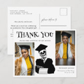 Script モダン Photos Skeleton Graduation Thank You ポストカード (正面/裏面)