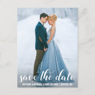 Script モダン Save The Date婚約Photo WB ポストカード