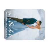 Script モダン Save The Date婚約Photo WB マグネット (横)