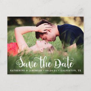 Script モダン Save the Date Photo婚約 ポストカード