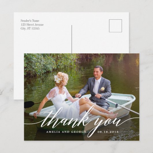 Script モダン Thank You Postcards ポストカード (正面/裏面)