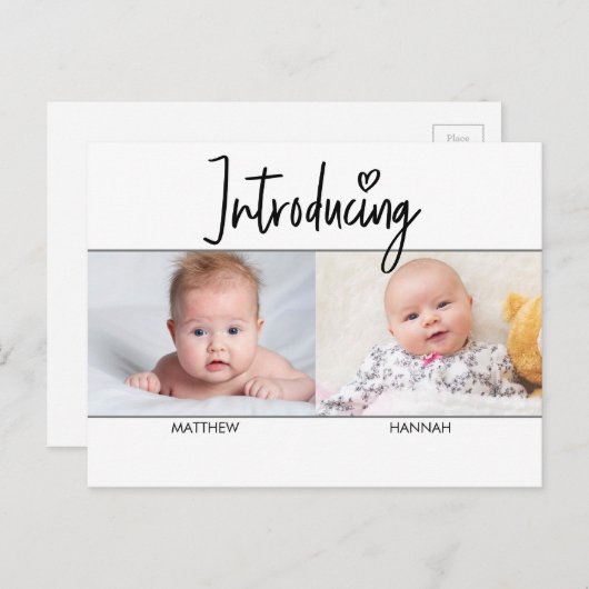 Script モダン Twinsの紹介(男の子と女の子) 案内ポストカード (正面/裏面)