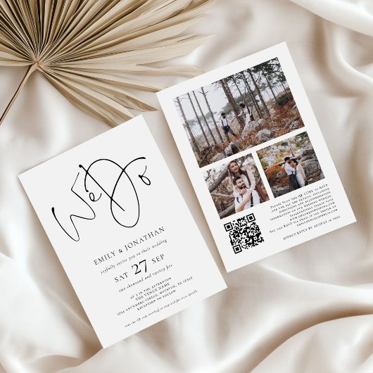 Script モダン We Do 3写真QRコード結婚s 招待状