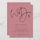 Script モダン We Do DustyバラQRコード結婚 招待状 (正面/裏面)