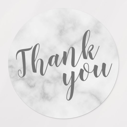 Script モダン White Marble's 結婚 Thank You ラベル (デザイン1)