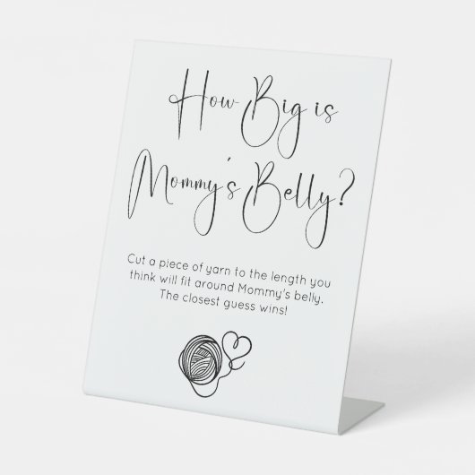 Script モダンHow Big Is Mommy's Belly Baby Shower 台座サイン (正面)