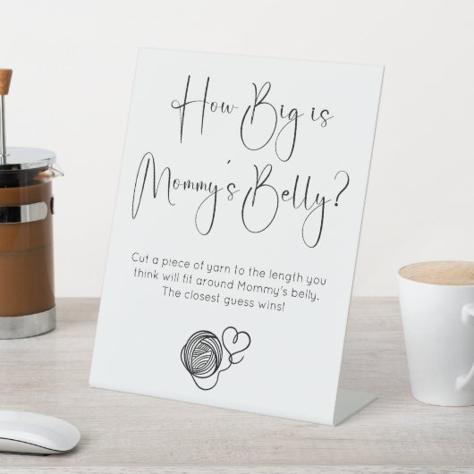 Script モダンHow Big Is Mommy's Belly Baby Shower 台座サイン (インサイチュ)