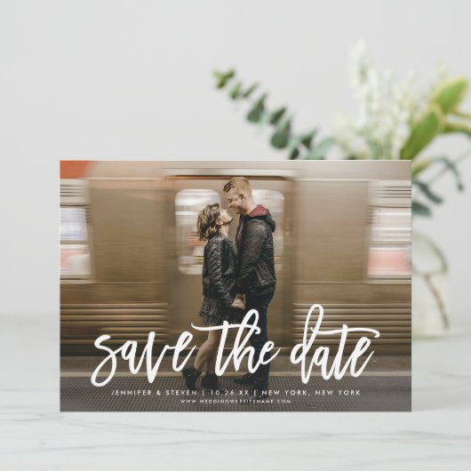 Script モダンSave The Date Photo Announcement 招待状 (スタンド正面)