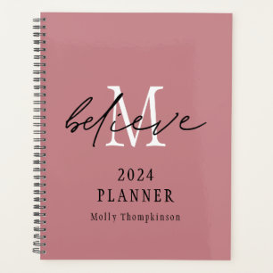 Script 信じ 2024モノグラムイニシャル名Pink プランナー手帳