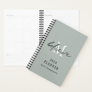 Script 信じ 2024 Name MonogramイニシャルSage プランナー手帳