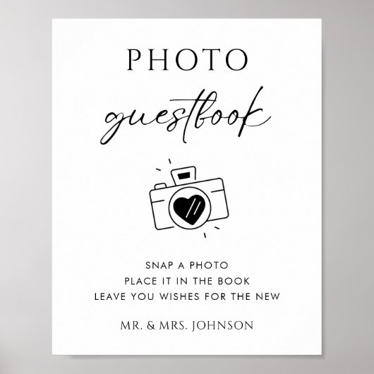 Script 素朴 Camera Photo Guestbookの結婚サイン ポスター (正面)