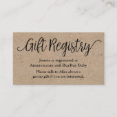 Script 素朴 Gift Registry Shower Insert Card 名刺 (正面)