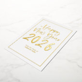 Script 縁ど Logo QR Company Happy New Year 2026 箔シーズンカード (回転した状態)