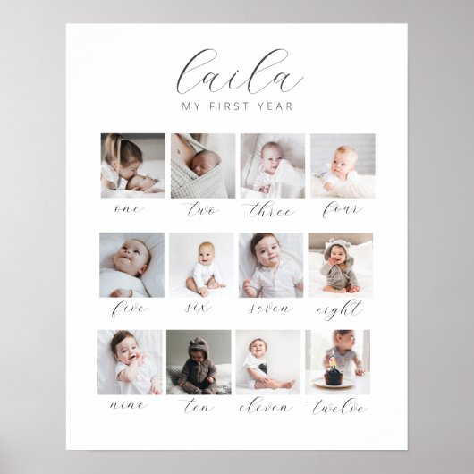 Script 1st Year 12 Photo Collage with Months ポスター (正面)