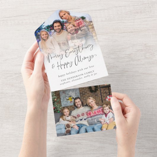 Script 2フォト受信者アドレスのクリスマスカード オールインワン招待状 (貼ってはがせる)