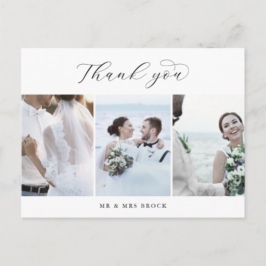 Script 3エレガント写真テンプレートありがとうはがき ポストカード (正面)