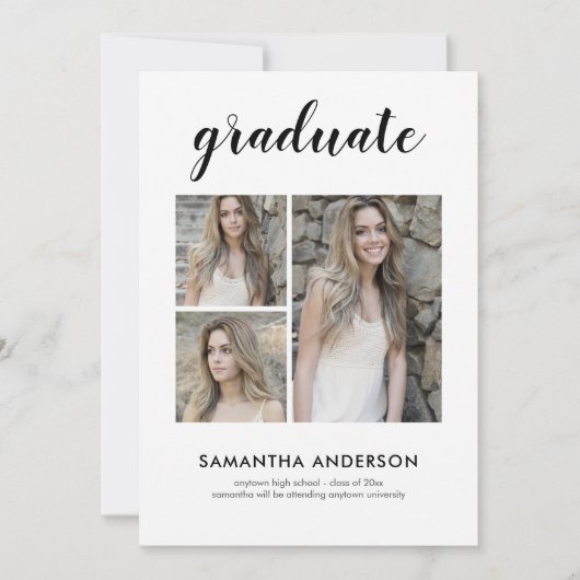 Script 3フォト卒業パーティー招待状 招待状 (正面)