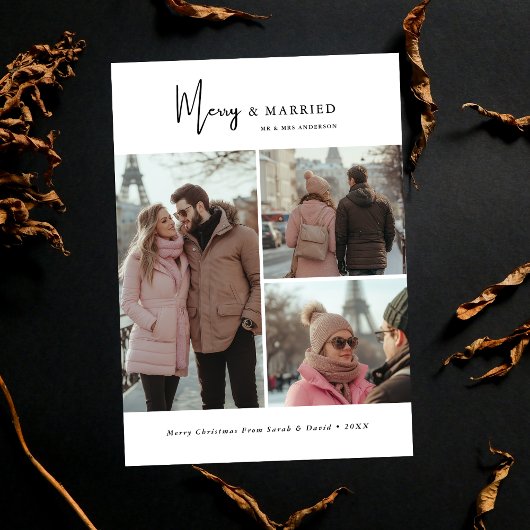 Script 3写真とメリークリスマス結婚した写真 シーズンカード