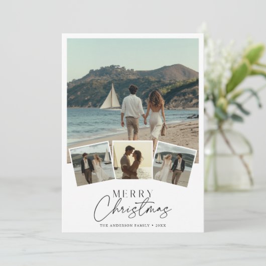 Script 5 Photo Nautical Beach Merry Christmas シーズンカード (スタンド正面)