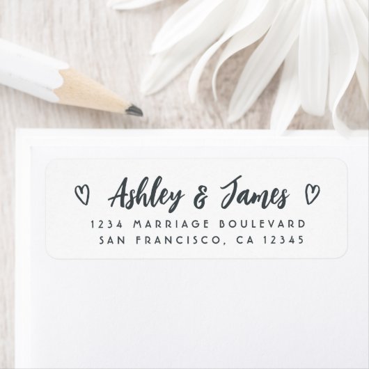 Script Ampersand Couple Return Address Label ラベル (インサイチュ)
