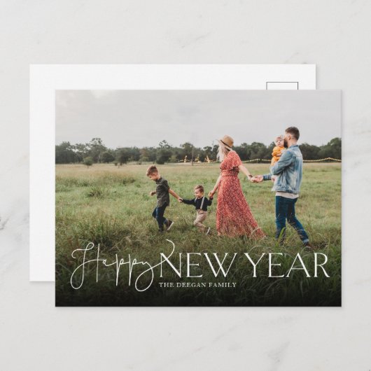 Script and Sans Flat New Yearsはがき シーズンポストカード (正面/裏面)