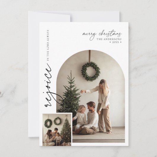 Script Arch Photo Rejoice Biblical Religious Faith シーズンカード (正面)