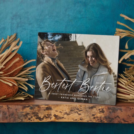 Script 'Bestest Bestie' Friends Keepsake Photo フォトプラーク (側面)