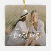 Script Besties 2x Photo Personalized セラミックオーナメント (正面)