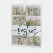 Script Besties Photo Collage Personalized ガラスオーナメント (正面左)