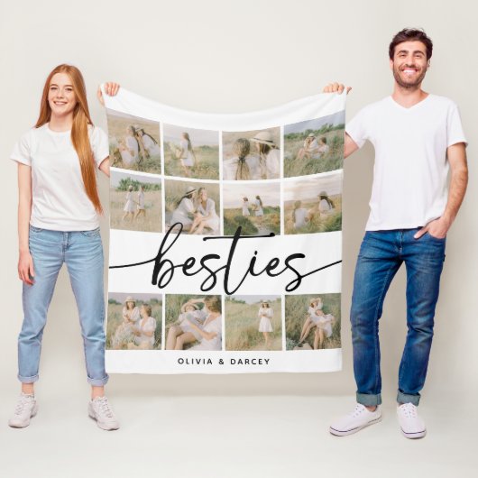 Script Besties Photo Collage Personalized フリースブランケット (インサイチュ)