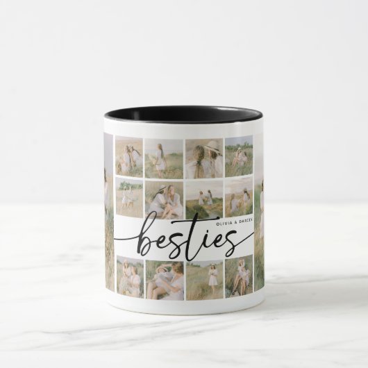 Script Besties Photo Collage Personalized マグカップ (中央)