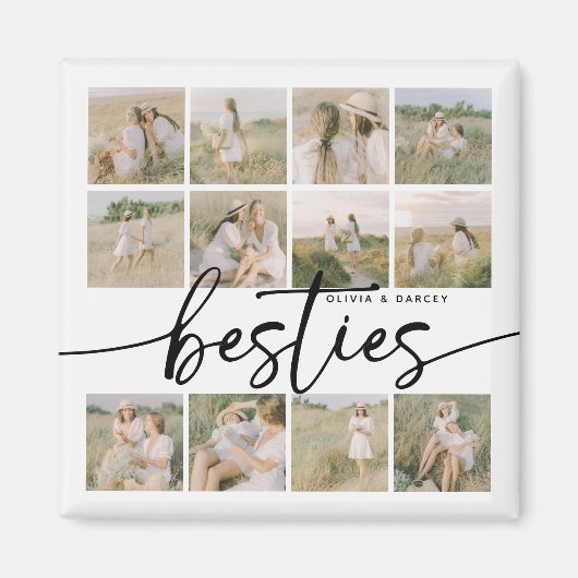 Script Besties Photo Collage Personalized マグネット (正面)