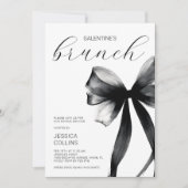 Script Black Bow Galentine's Day Brunch Party 招待状 (正面)