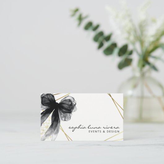 Script Black Bow Gold Luxury Branding Card 名刺 (スタンド正面)
